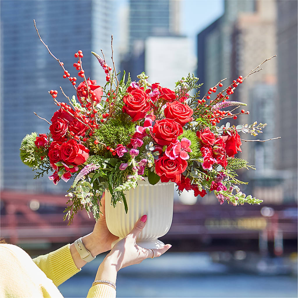 Big Red Bow Bouquet –  Bamboo Flowers, Buford GA