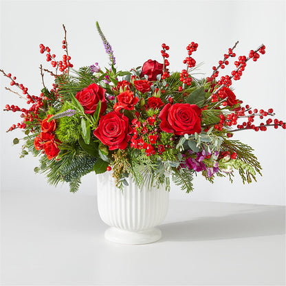 Bouquet au grand nœud rouge
