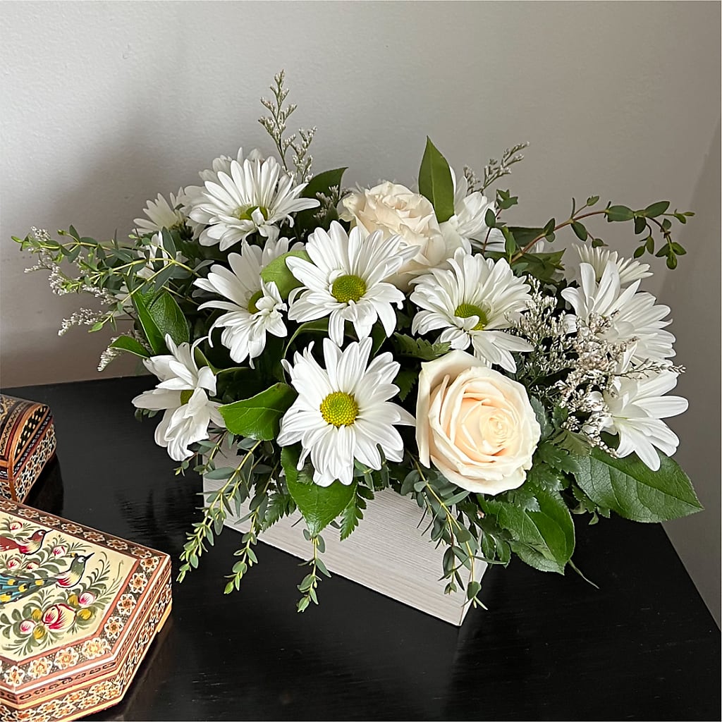 Fresh Linen Box Bouquet –  Bamboo Flowers, Buford GA