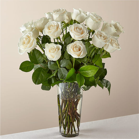 Long Stem White Rose Bouquet –  Bamboo Flowers, Buford GA