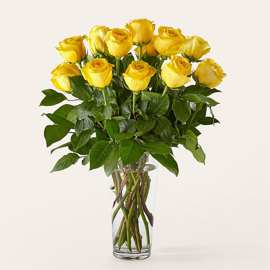 Long Stem Yellow Rose Bouquet –  Bamboo Flowers, Buford GA