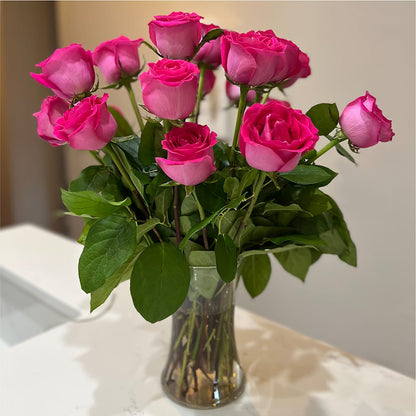 Long Stem Pink Rose Bouquet –  Bamboo Flowers, Buford GA