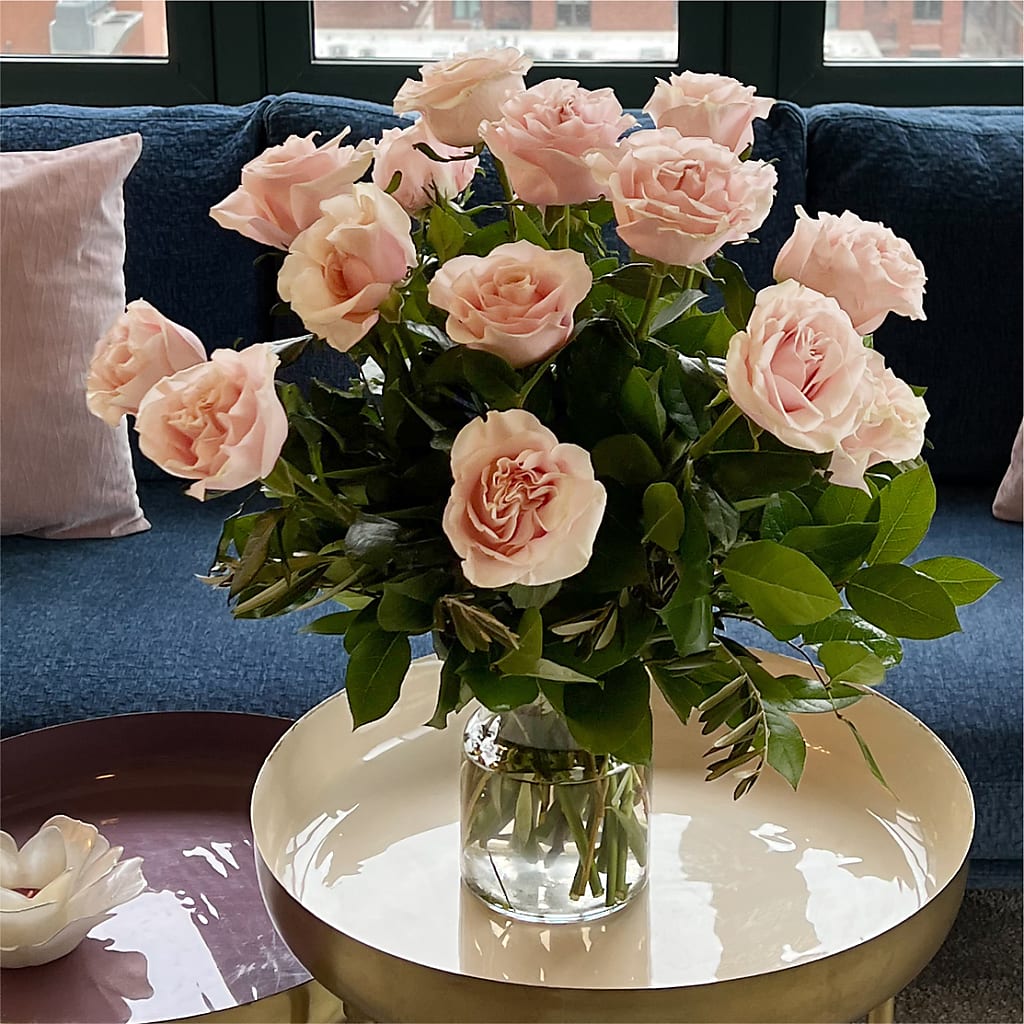 Long Stem Pink Rose Bouquet –  Bamboo Flowers, Buford GA