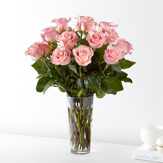 Long Stem Pink Rose Bouquet –  Bamboo Flowers, Buford GA