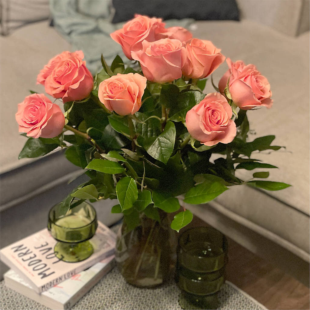 Long Stem Pink Rose Bouquet –  Bamboo Flowers, Buford GA
