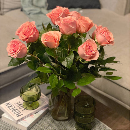 Long Stem Pink Rose Bouquet –  Bamboo Flowers, Buford GA