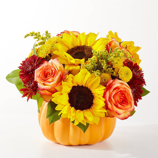 Golden Gourd Pumpkin Bouquet –  Bamboo Flowers, Buford GA
