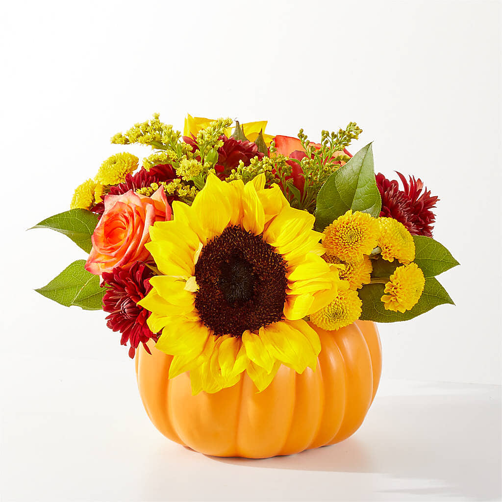 Golden Gourd Pumpkin Bouquet –  Bamboo Flowers, Buford GA