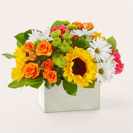 Sun-drenched Blooms Box Bouquet –  Bamboo Flowers, Buford GA
