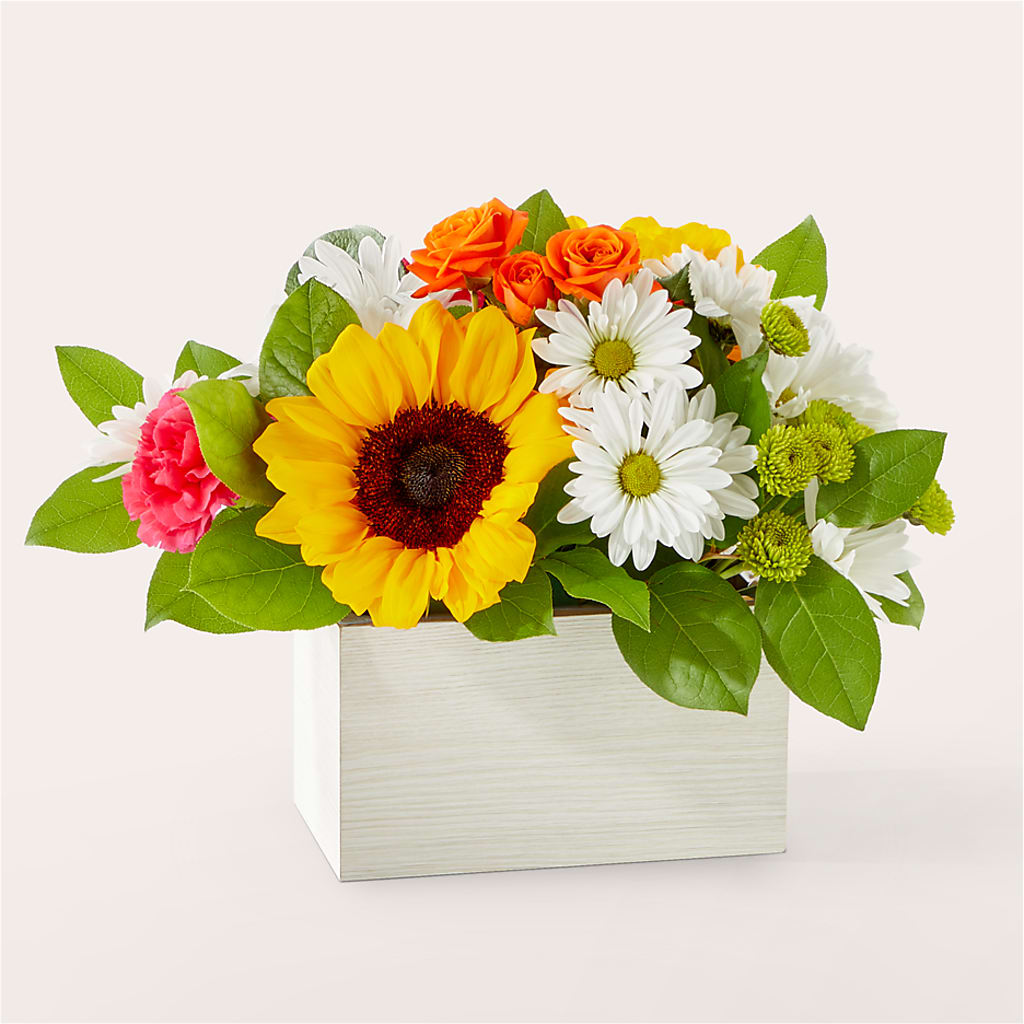 Sun-drenched Blooms Box Bouquet –  Bamboo Flowers, Buford GA