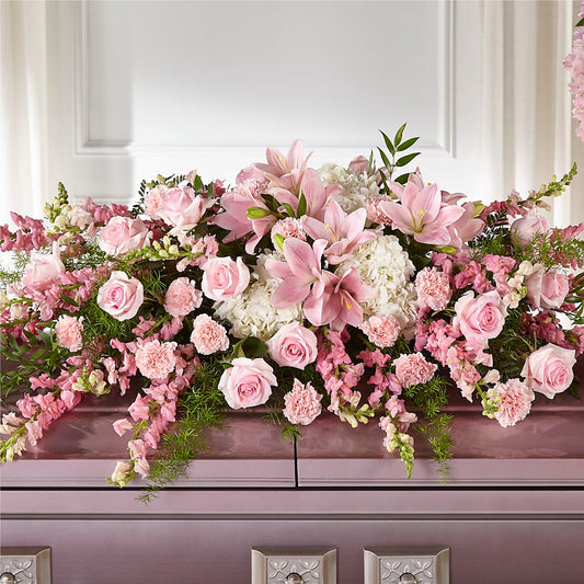 Arreglo floral para ataúd Vida y Recuerdo