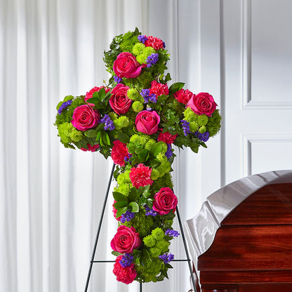 Tribute Rose Floral Cross –  Bamboo Flowers, Buford GA