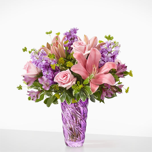 Precious Petals Bouquet with Luxe Swirl Vase –  Bamboo Flowers, Buford GA