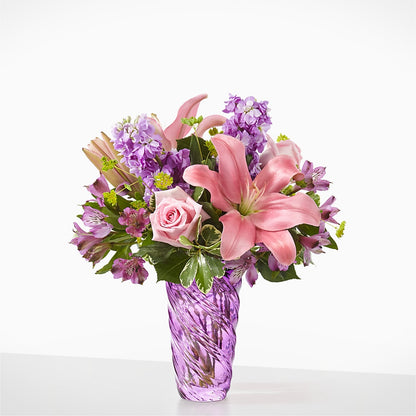 Precious Petals Bouquet with Luxe Swirl Vase –  Bamboo Flowers, Buford GA