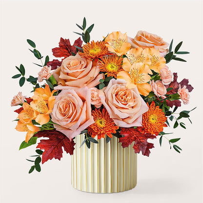 Spiced Latte Bouquet with Ivory Vase –  Bamboo Flowers, Buford GA
