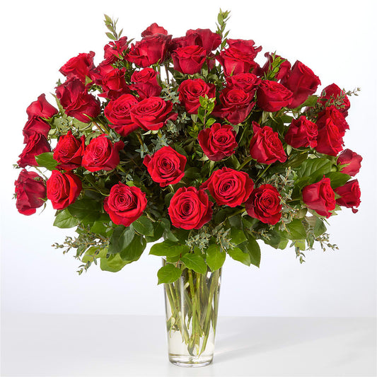 Forever Yours Fifty Stem Red Rose Bouquet –  Bamboo Flowers, Buford GA